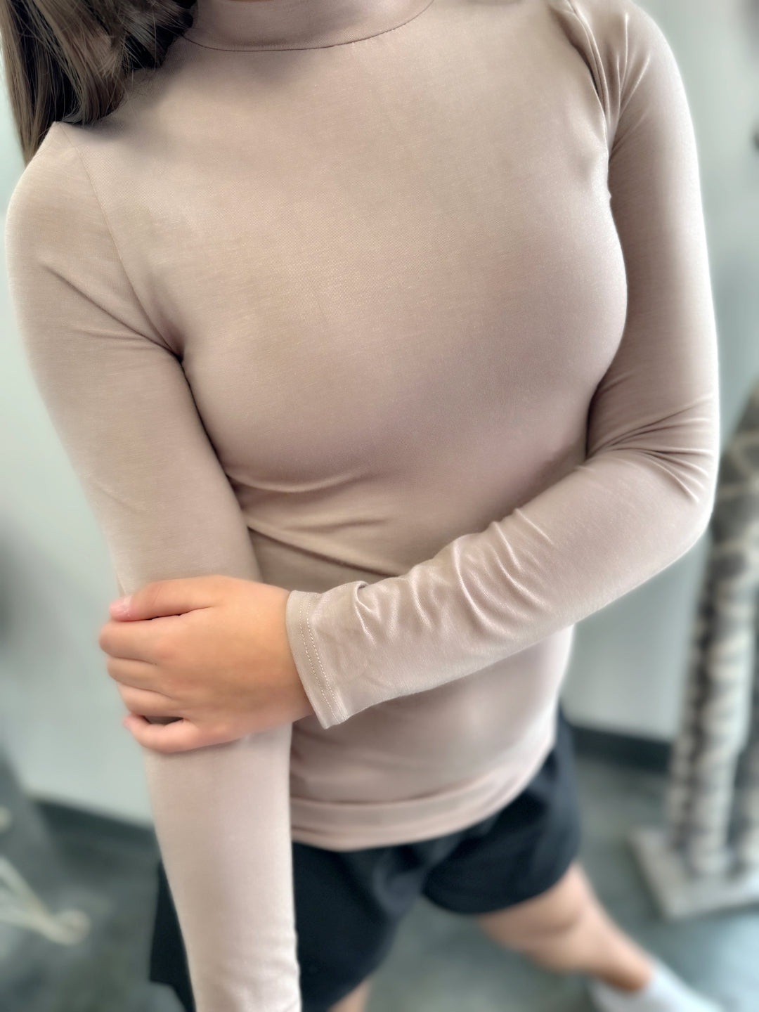 Mocha Long Sleeve Modal Knit Top