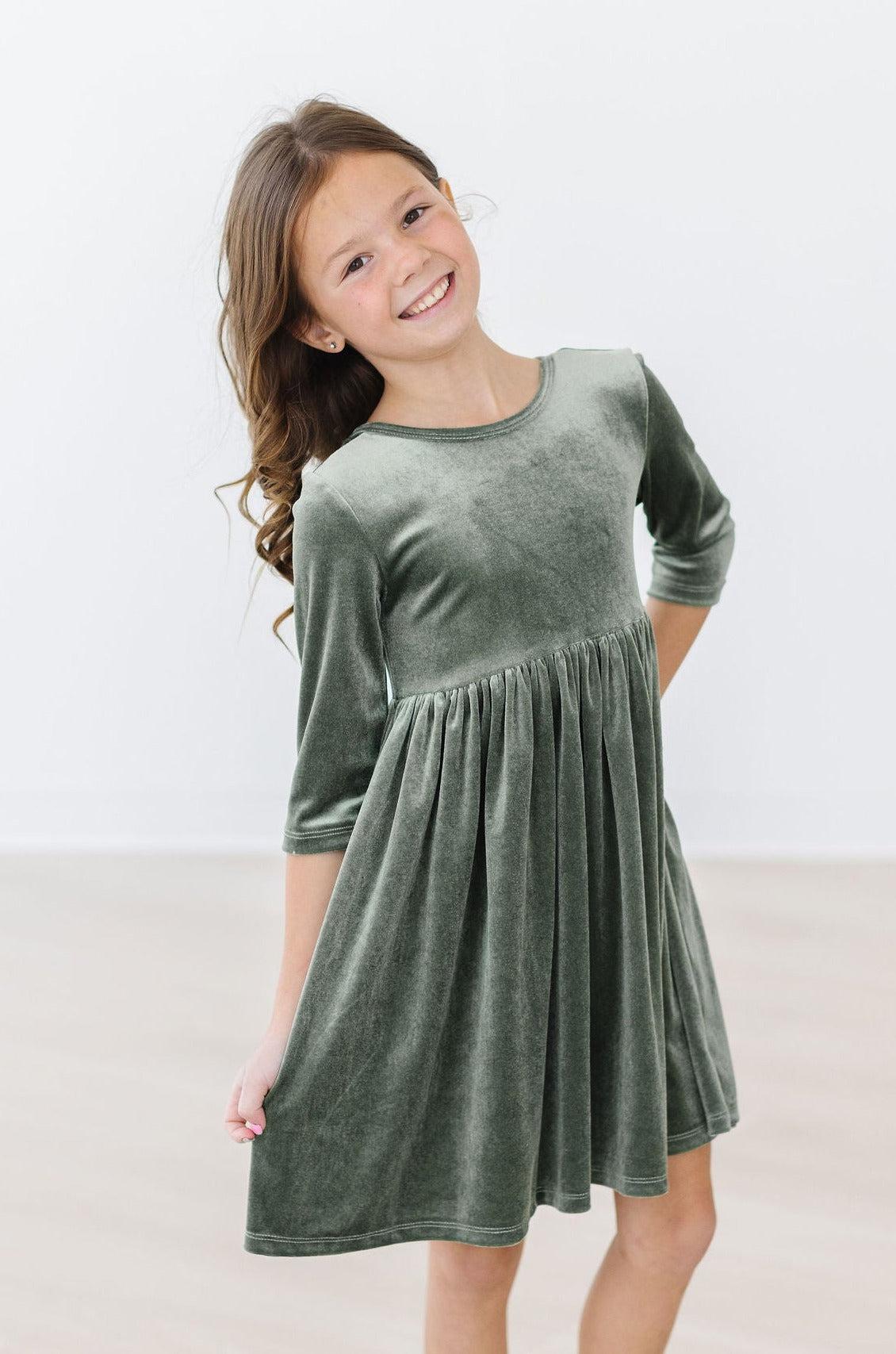 Sage Velvet Dress