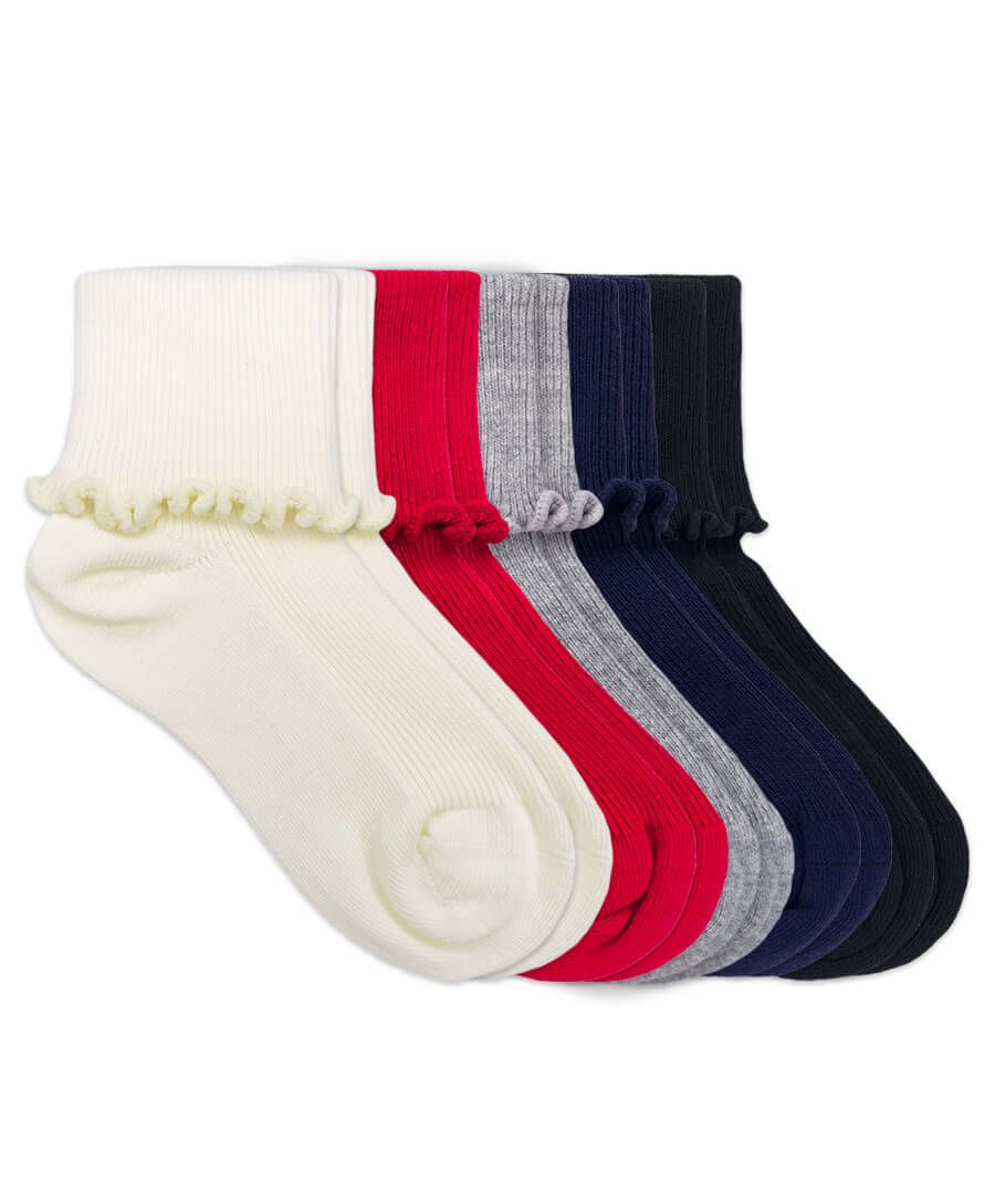 Ripple Edge Assortment Cuff Socks- Multiple Colors